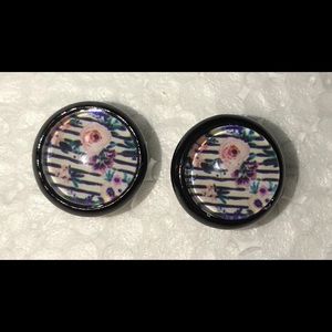 Flowers & Stripes Stud Earrings